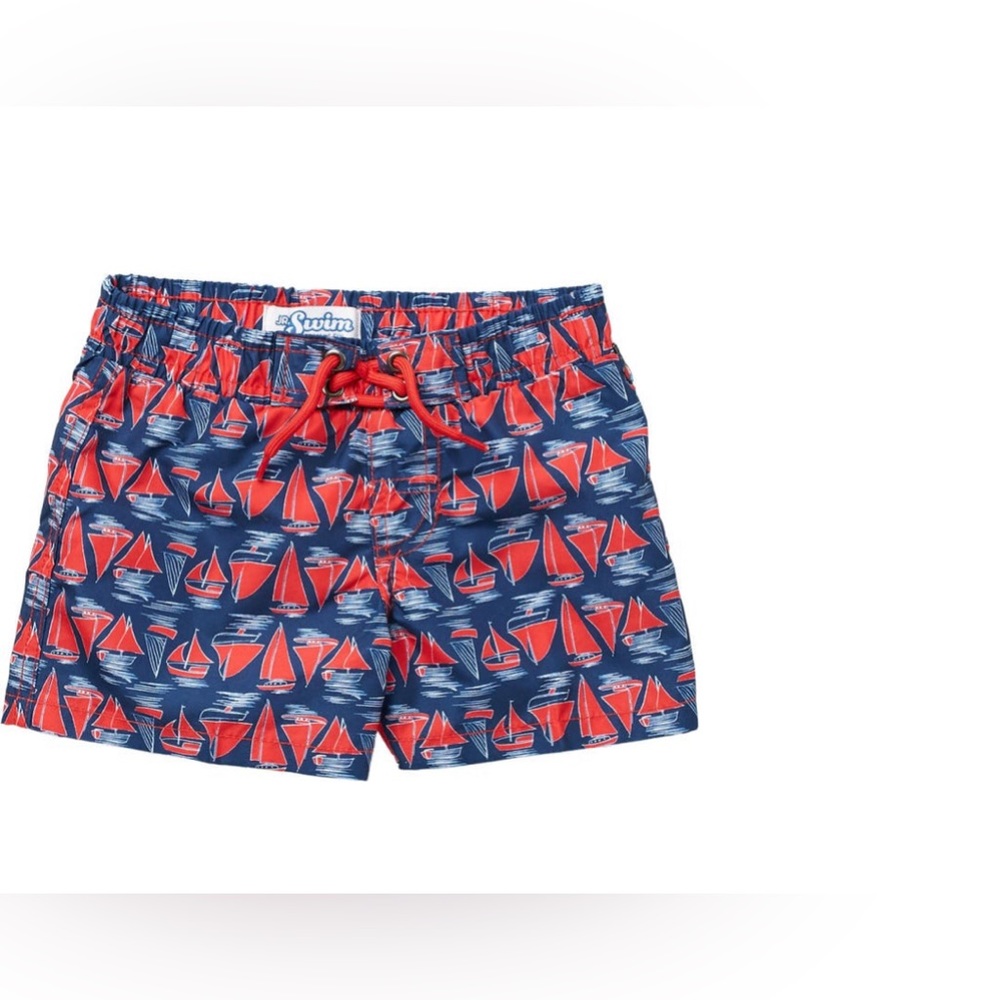 Jr. Swim Boy’s Sail Swim Trunks in Patriotic Print| size: 4T
